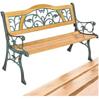 tectake ® Panca da Giardino in Legno e Ghisa, Comoda e Versatile Panchina da Esterno 2 Posti, Panca con Schienale, Resistente alle Intemperie, 124 x 60 x 83 cm Marrone tectake ® Panca da Giardino in Legno e Ghisa, Comoda e Versatile Panchina da Esterno 2 Posti, Panca con Schienale, Resistente alle Intemperie, 124 x 60 x 83 cm Marrone