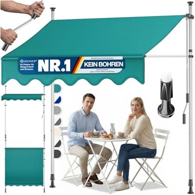 KESSER ® Tenda da sole a morsetto con manovella per balcone, senza foratura, resistente ai raggi UV, regolabile in altezza e impermeabile, per balcone, terrazza e giardino, copertura per terrazza 00 KESSER ® Tenda da sole a morsetto con manovella per balcone, senza foratura, resistente ai raggi UV, regolabile in altezza e impermeabile, per balcone, terrazza e giardino, copertura per terrazza 00