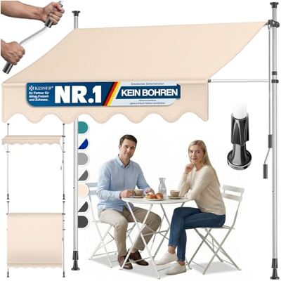 KESSER ® Tenda da Sole a Morsetto con manovella per Balcone, Tenda da Sole per Balcone, Regolabile in Altezza, Idrorepellente, Protezione Solare, Copertura per terrazze, Beige, 200cm KESSER ® Tenda da Sole a Morsetto con manovella per Balcone, Tenda da Sole per Balcone, Regolabile in Altezza, Idrorepellente, Protezione Solare, Copertura per terrazze, Beige, 200cm