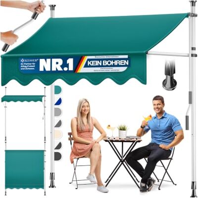 KESSER ® Tenda da sole a morsetto con manovella per balcone, senza foratura, resistente ai raggi UV, regolabile in altezza e impermeabile, per balcone, terrazza e giardino, copertura per terrazza 300 KESSER ® Tenda da sole a morsetto con manovella per balcone, senza foratura, resistente ai raggi UV, regolabile in altezza e impermeabile, per balcone, terrazza e giardino, copertura per terrazza 300