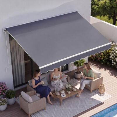 VEVOR Tenda da Sole Retrattile Manuale 250 x 200 cm per Esterni, Copertura Retrattile in Poliestere Impermeabile Colore Grigio, con Manovella Regolabile, per Negozio Terrazzo Vetrina Porta Finestra VEVOR Tenda da Sole Retrattile Manuale 250 x 200 cm per Esterni, Copertura Retrattile in Poliestere Impermeabile Colore Grigio, con Manovella Regolabile, per Negozio Terrazzo Vetrina Porta Finestra
