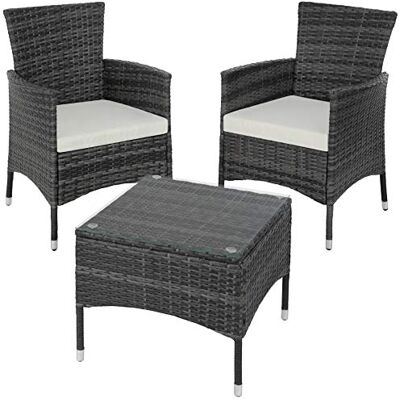 tectake ® Set da Giardino in Rattan Lucerna, Robusto Telaio in Acciaio, Set Sedie da Esterno, Tavolino Salotto con Piano in Vetro, Comodi Cuscini, Design Moderno Grigio tectake ® Set da Giardino in Rattan Lucerna, Robusto Telaio in Acciaio, Set Sedie da Esterno, Tavolino Salotto con Piano in Vetro, Comodi Cuscini, Design Moderno Grigio