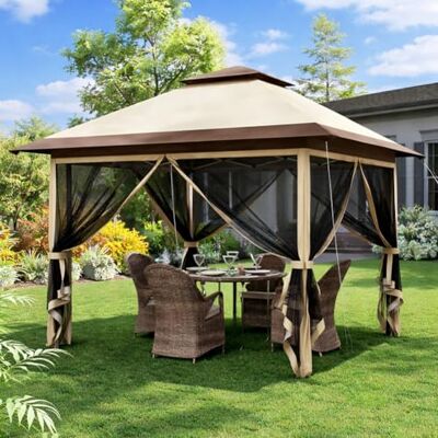BAKAJI Gazebo Pieghevole One touch 3.6 x 3.6 M, Rivestimento in PU Anti UV e Antipioggia, Struttura Acciaio Resistente Intemperie, Borsa con Ruote e Accessori, Ideale per Giardino, Esterno, Terrazzo BAKAJI Gazebo Pieghevole One touch 3.6 x 3.6 M, Rivestimento in PU Anti UV e Antipioggia, Struttura Acciaio Resistente Intemperie, Borsa con Ruote e Accessori, Ideale per Giardino, Esterno, Terrazzo