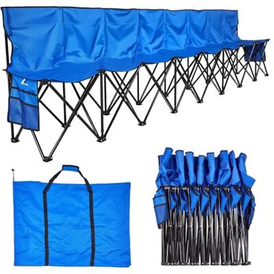 VEVOR Panca da Campeggio Portatile per Squadre 8 Persone con Tasche Laterali e Borsa per il Trasporto, Panca Pieghevole con Schienale, Panca Laterale per Attività all'Aperto di Calcio, Blu VEVOR Panca da Campeggio Portatile per Squadre 8 Persone con Tasche Laterali e Borsa per il Trasporto, Panca Pieghevole con Schienale, Panca Laterale per Attività all'Aperto di Calcio, Blu