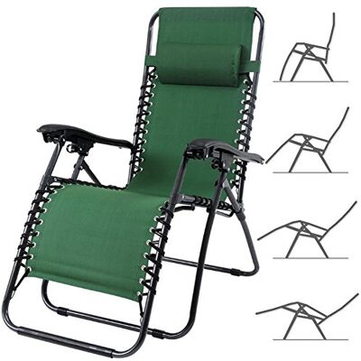 BAKAJI Sedia gravità Zero Sdraio da Giardino Poltrona Relax Pieghevole Salvaspazio Tubolari Acciaio 22mm Reclinabile Tessuto in Oxford, Mare Spiaggia Piscina Arredo Esterno (VERDE) BAKAJI Sedia gravità Zero Sdraio da Giardino Poltrona Relax Pieghevole Salvaspazio Tubolari Acciaio 22mm Reclinabile Tessuto in Oxford, Mare Spiaggia Piscina Arredo Esterno (VERDE)