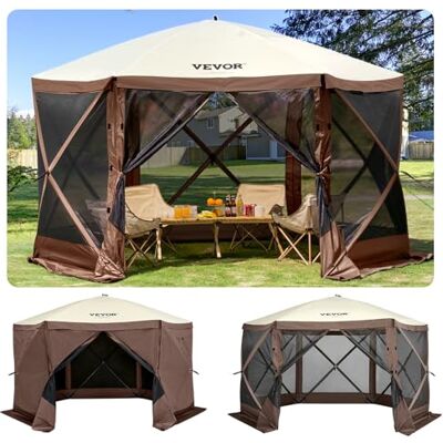 VEVOR Gazebo Pop-Up, Tenda con Schermo Pop-Up, Baldacchino su 6 Lati, Riparo da Sole 6 Panni Antivento Rimovibili Finestre in Rete, con Zanzariera Schermo a Montaggio Rapido 3,51 x 3,51 m Marrone VEVOR Gazebo Pop-Up, Tenda con Schermo Pop-Up, Baldacchino su 6 Lati, Riparo da Sole 6 Panni Antivento Rimovibili Finestre in Rete, con Zanzariera Schermo a Montaggio Rapido 3,51 x 3,51 m Marrone