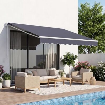 VEVOR Tenda da Sole Retrattile Manuale 250 x 200 cm per Esterni, Copertura Retrattile in Poliestere Impermeabile Colore Grigio, con Manovella Regolabile, per Negozio Terrazzo Vetrina Porta Finestra VEVOR Tenda da Sole Retrattile Manuale 250 x 200 cm per Esterni, Copertura Retrattile in Poliestere Impermeabile Colore Grigio, con Manovella Regolabile, per Negozio Terrazzo Vetrina Porta Finestra