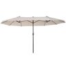 Outsunny Ombrellone Parasole da Giardino e Esterno Doppio in Tessuto e Poliestere, 4.55 x 2.4m, Beige