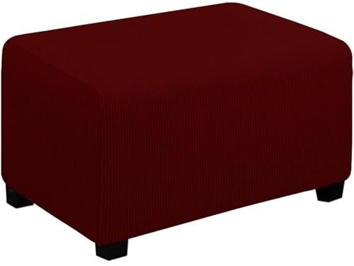 LIULIWEIFA Copri Pouf Elasticizzato rttangolare Velluto Jacquard Copri Ottomano poggiapiedi Copri Pouf Divano elasticizzato con fondo elastico,Burgundy a,L