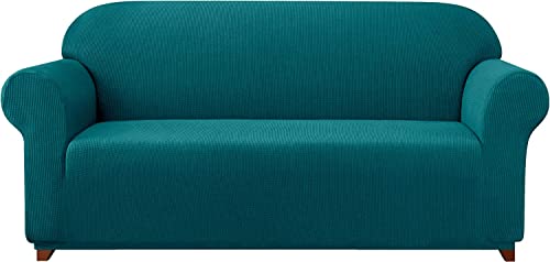 subrtex Copridivano 3 Posti con Braccioli Elasticizzato Antigraffio Gatto Cani Fodera Moderno Universale Divano Protector Lavabile(3 Posti, Blu Verde)