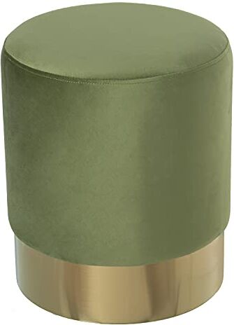 DRW Pouf in Legno + MDF, Metallo e Poliestere in Verde e Oro 35 x 42 x 10 cm, 35x42x10cm