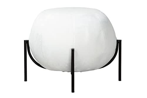 Casablanca modernes Design GILDE Pouf, Metallo Velluto, Bianco, Höhe 40 cm