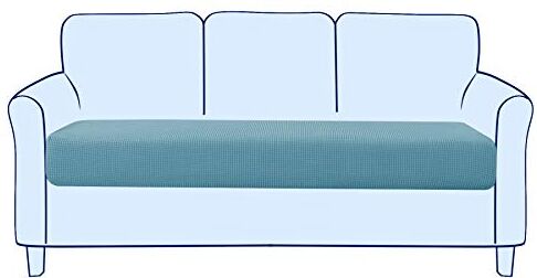 subrtex Fodera per sedili di divano elastica protezione per cuscino di seduta separata per poltrona lavabile in lavatrice (3 posti, azzurro)