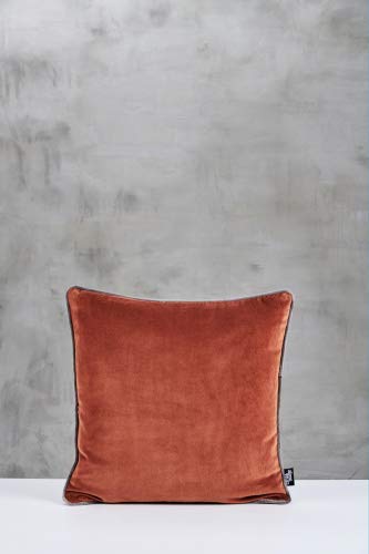 carla&marge Cuscino in velluto di cotone Daskia Terracotta 45 x 45 cm con chiusura lampo in tinta unita moderno quadrato fatto a mano imbottito per divano divano casa soggiorno camera da letto divano sedia