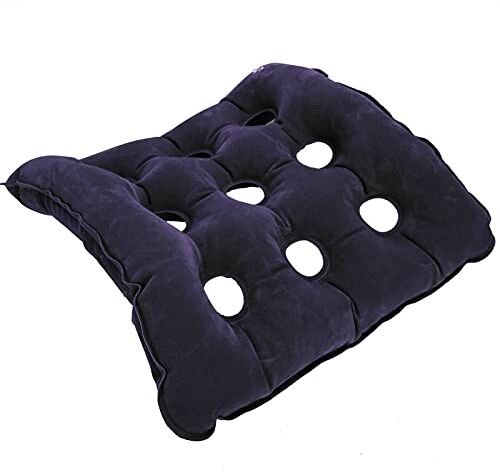 BOLORAMO Cuscino gonfiabile antidolorifico, cuscino gonfiabile antidolorifico per paziente costretto a letto per la casa(Cuscino quadrato floccato blu zaffiro)