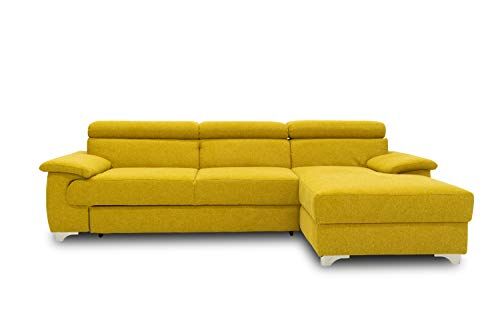 DOMO. collection DOMO Collection Niria angolare Sleep e Funzione Schienale, Divano a Forma Letto, Giallo, 271x167x78 cm