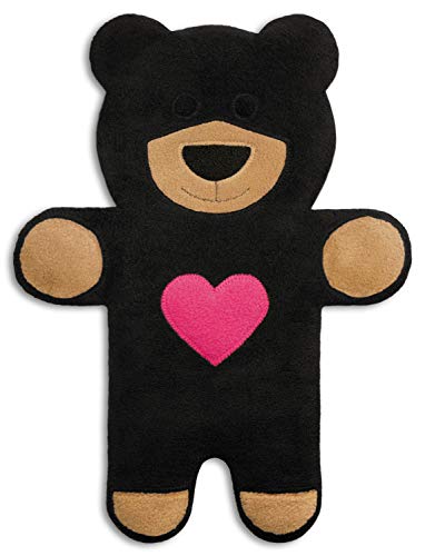 Leschi CUSCINO RISCALDABILE  per la pancia, la schiena e la zona lombare/Per coliche dei neonati e il ciclo/Per microonde, con semi di grano/Cuscino termico per bambini/Teddy l’orso con cuore, nero