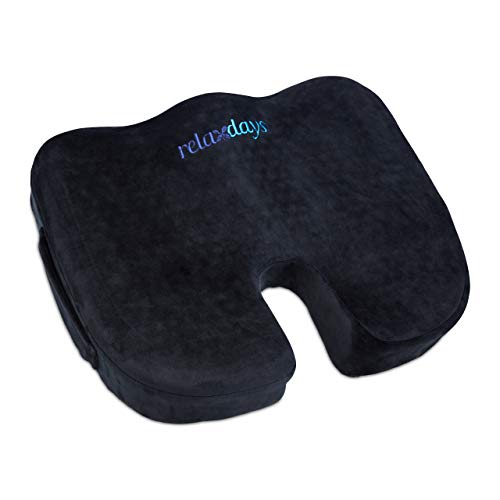 Relaxdays Cuscino per Sedia Ortopedico, Memory Foam con Gel, Supporto per Coccige in Auto, Ufficio, Ergonomico, Nero