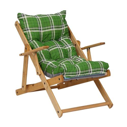 LIBEROSHOPPING.eu - LA TUA CASA IN UN CLIK Poltrona Pieghevole sdraio in legno Abete 3 Posizioni Cuscino tessuto Imbottito per soggiorno giardino made in italy RELAX (Verde)