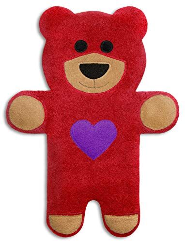 Leschi CUSCINO RISCALDABILE  per la pancia, la schiena e la zona lombare/Per coliche dei neonati e il ciclo/Per microonde, con semi di grano/Cuscino termico per bambini/Teddy l’orso con cuore, rosso