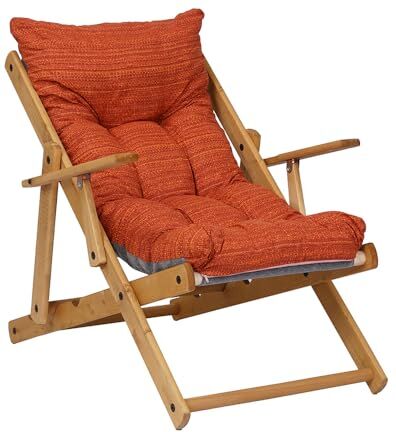 LIBEROSHOPPING.eu - LA TUA CASA IN UN CLIK Poltrona Pieghevole sdraio in legno Abete 3 Posizioni Cuscino tessuto Imbottito per soggiorno giardino made in italy RELAX (Aragosta)