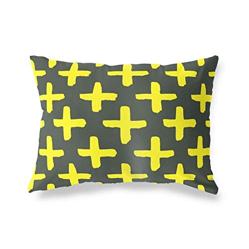 Bonamaison Neon Giallo-Fumi Fodera per Cuscino Cotone e Copricuscini Federa per Divano Casa Soggiorno Camera da Letto Decorazione Interni ed Esterni, 35x50 Cm Progettata e Prodotta in Turchia