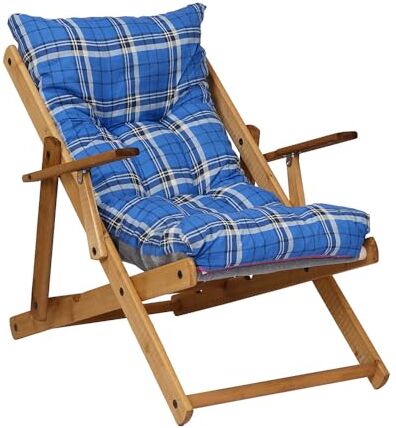 LIBEROSHOPPING.eu - LA TUA CASA IN UN CLIK Poltrona Pieghevole Sdraio in Legno Abete 3 Posizioni Cuscino Tessuto Imbottito per Soggiorno Giardino Made in Italy Relax (Turchese)