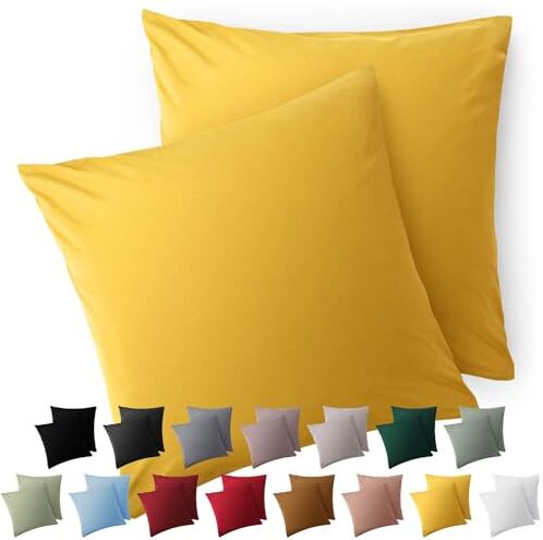 Blumtal Federe Cuscini Divano 50x50 cm Set di Copricuscini per Divani in Microfibra a 2 Pezzi con Chiusura a Zip certificati Oeko-Tex, extra morbidi e lavabili Giallo