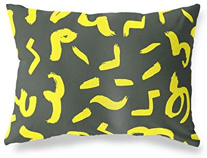 Bonamaison Neon Giallo-Fumi Fodera per Cuscino Cotone e Copricuscini Federa per Divano Casa Soggiorno Camera da Letto Decorazione Interni ed Esterni, 45x60 Cm Progettata e Prodotta in Turchia