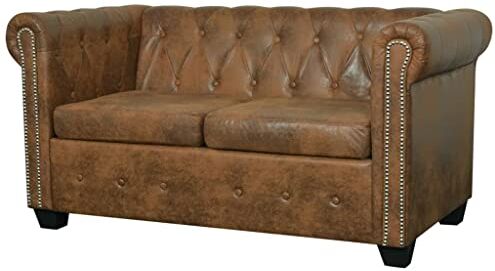 vidaXL Divano 2 posti Chesterfield in Pelle Artificiale Marrone