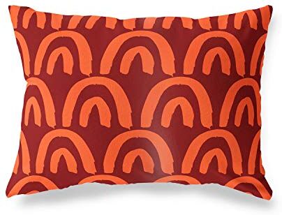 Bonamaison Arancio-Bordeaux Fodera per Cuscino Cotone e Copricuscini Federa per Divano Casa Soggiorno Camera da Letto Decorazione Interni ed Esterni, 45x60 Cm Progettata e Prodotta in Turchia