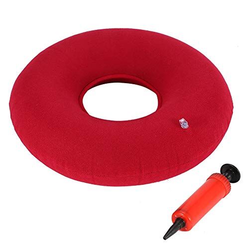 Haofy Nuovo cuscino gonfiabile rotondo per cuscino per sedia per emorroidi con supporto per anca con pompa per gravidanza, 3 colori(Rosso)