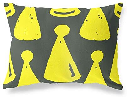 Bonamaison Neon Giallo-Fumi Fodera per Cuscino Cotone e Copricuscini Federa per Divano Casa Soggiorno Camera da Letto Decorazione Interni ed Esterni, 35x50 Cm Progettata e Prodotta in Turchia