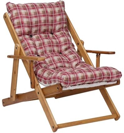 LIBEROSHOPPING.eu - LA TUA CASA IN UN CLIK Poltrona Pieghevole sdraio in legno Abete 3 Posizioni Cuscino tessuto Imbottito per soggiorno giardino made in italy RELAX (Rosso strike)