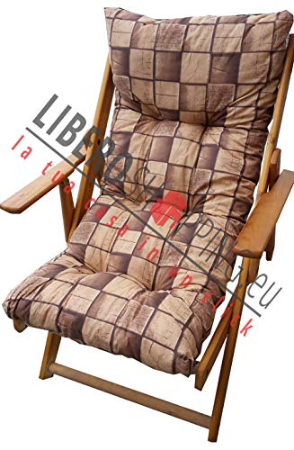 LIBEROSHOPPING.eu - LA TUA CASA IN UN CLIK Poltrona Pieghevole sdraio in legno Abete 3 Posizioni Cuscino tessuto Imbottito per soggiorno giardino made in italy RELAX (Mattone)