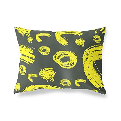 Bonamaison Neon Giallo-Fumi Fodera per Cuscino Cotone e Copricuscini Federa per Divano Casa Soggiorno Camera da Letto Decorazione Interni ed Esterni, 35x50 Cm Progettata e Prodotta in Turchia