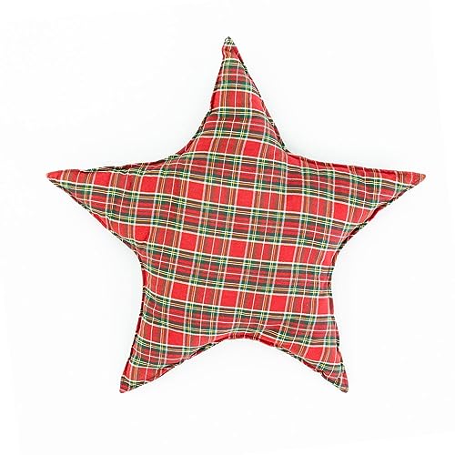 Declea Cuscino a forma di stella per divano o letto Fatto a Mano Federa Cuscino Decorativo natalizio in tartan per arredo divano, letto, pouf, Tartan