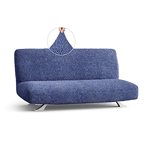 Menotti Fodera per divano letto a 2 o 3 posti per divano e poltrona elasticizzato in tessuto – Microfibra – Blu (divano letto senza braccioli)