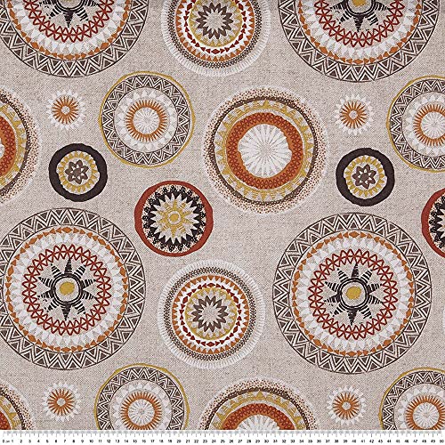 Kt KILOtela Tessuto Canvas Stampato, Rivestire, Foderare, Divani, Tavolo, Sedia, Letto, Tende, Cuscini, Borse, Portafogli, 100 cm Lunghezza x 280 cm Altezza, Mandala, Martini, Multicolore 1 Metro