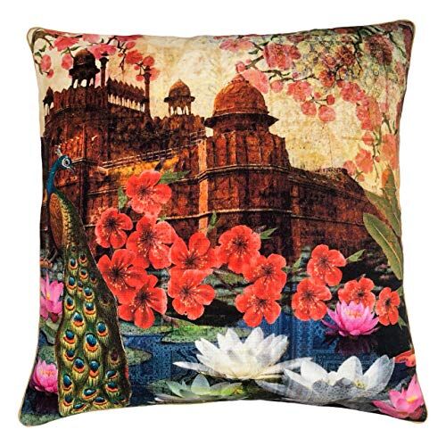 Paoletti Riva Home Red Fort-Cuscino Imbottito in Poliestere, Multicolore, 50 x 50cm (20" x 20")