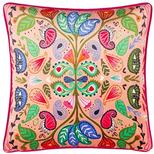 Kate Merritt Paisley Blooms Cuscino imbottito in poliestere, multicolore, 50 x 50 cm