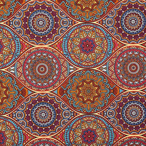 Kt KILOtela Tessuto Canvas Stampato, Rivestire, Foderare, Divani, Tavolo, Sedia, Letto, Tende, Cuscini, Borse, 300 cm Lunghezza x 280 cm Altezza, Mandalas, Multicolore 3 Metro