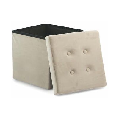 Galileo Casa pouff Contenitore Velluto Beige 37.5x37.5x38cm Galileo Casa pouff Contenitore Velluto Beige 37.5x37.5x38cm