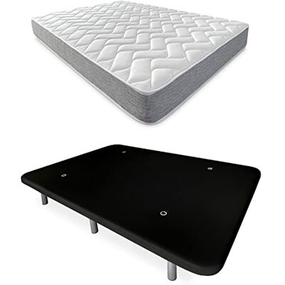 DUÉRMETE ONLINE Letto completo con materasso viscotec reversibile + base imbottita rinforzata colore nero con 6 gambe metalliche filettate, 105 x 190 DUÉRMETE ONLINE Letto completo con materasso viscotec reversibile + base imbottita rinforzata colore nero con 6 gambe metalliche filettate, 105 x 190