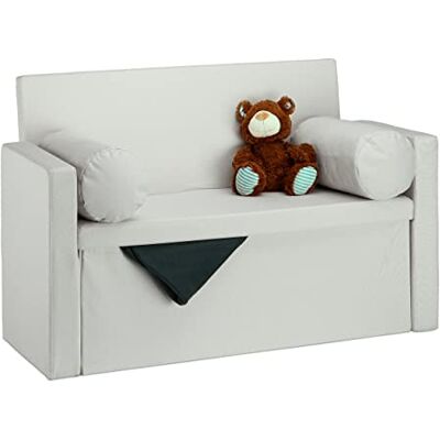 Relaxdays Panca con Schienale Reclinabile, Cuscini, Pouf Contenitore per Ingresso, Corridoio, 75x115x47cm, Crema Relaxdays Panca con Schienale Reclinabile, Cuscini, Pouf Contenitore per Ingresso, Corridoio, 75x115x47cm, Crema