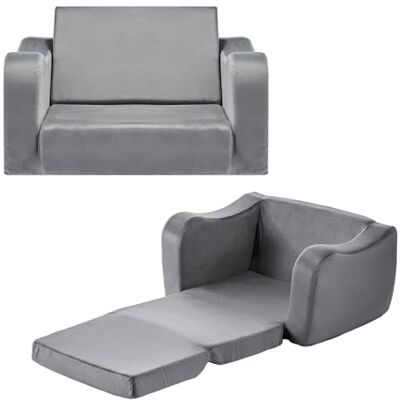 VEVOR Divano per Bambini, Sedia Pieghevole per Bambini con Braccioli, Spugna 28D e Pelo Corto, Trasformabile in Sdraio, Divano per Gioco Divertenti o per Rilassarsi Comodamente, M, Grigio VEVOR Divano per Bambini, Sedia Pieghevole per Bambini con Braccioli, Spugna 28D e Pelo Corto, Trasformabile in Sdraio, Divano per Gioco Divertenti o per Rilassarsi Comodamente, M, Grigio
