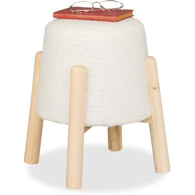 Relaxdays Sgabello Pouf da Salotto e Camera Letto, Poggiapiedi Imbottito, Sedia in Tessuto Bouclé, HxD: 40x30 cm, Bianco Relaxdays Sgabello Pouf da Salotto e Camera Letto, Poggiapiedi Imbottito, Sedia in Tessuto Bouclé, HxD: 40x30 cm, Bianco