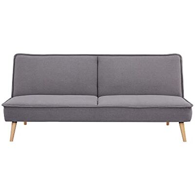 RED DECO Divano Convertibile in Tessuto, Gambe in Legno, Letto Occasionale, Poliestere, Grigio, Unica RED DECO Divano Convertibile in Tessuto, Gambe in Legno, Letto Occasionale, Poliestere, Grigio, Unica