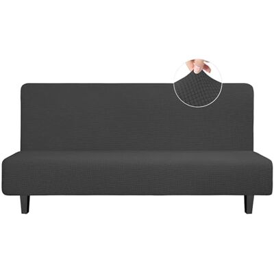 Easy-Going Copridivano elasticizzato, senza braccioli, protezione per mobili, senza braccioli, morbido con fondo elastico, per bambini, in spandex jacquard a quadretti (futon, grigio scuro) Easy-Going Copridivano elasticizzato, senza braccioli, protezione per mobili, senza braccioli, morbido con fondo elastico, per bambini, in spandex jacquard a quadretti (futon, grigio scuro)