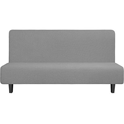 Easy-Going Copridivano elasticizzato, senza braccioli, protezione per mobili, senza braccioli, morbida con fondo elastico, per bambini, in spandex jacquard a quadri (futon, grigio chiaro) Easy-Going Copridivano elasticizzato, senza braccioli, protezione per mobili, senza braccioli, morbida con fondo elastico, per bambini, in spandex jacquard a quadri (futon, grigio chiaro)